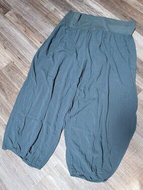 Just Jill rayon harem pants, greyish-green, size 2X
